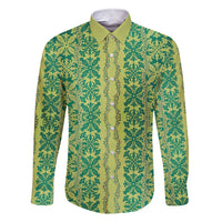 Hawaii Lei with Tribal Quilt Motif Family Matching Short Sleeve Bodycon Dress and Hawaiian Shirt