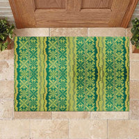 Hawaii Lei with Tribal Quilt Motif Rubber Doormat LT9 Green - Polynesian Pride