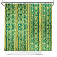 Hawaii Lei with Tribal Quilt Motif Shower Curtain LT9 Green - Polynesian Pride