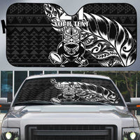 New Zealand Rugby Warrior Custom Auto Sun Shade Black Fern Taniko Motif - Polynesian Pride