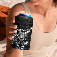 New Zealand Rugby Warrior Custom 4 in 1 Can Cooler Tumbler Black Fern Taniko Motif