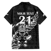 New Zealand Rugby Warrior Custom Family Matching Tank Maxi Dress and Hawaiian Shirt Black Fern Taniko Motif