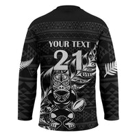 New Zealand Rugby Warrior Custom Hockey Jersey Black Fern Taniko Motif - Polynesian Pride