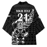 New Zealand Rugby Warrior Custom Kimono Black Fern Taniko Motif - Polynesian Pride