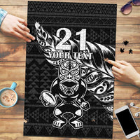 New Zealand Rugby Warrior Custom Puzzle Black Fern Taniko Motif - Polynesian Pride
