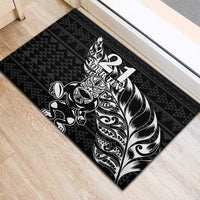 New Zealand Rugby Warrior Custom Rubber Doormat Black Fern Taniko Motif