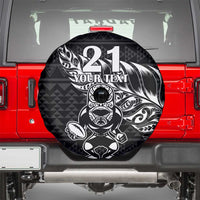 New Zealand Rugby Warrior Custom Spare Tire Cover Black Fern Taniko Motif