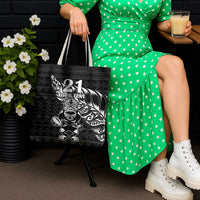 New Zealand Rugby Warrior Custom Tote Bag Black Fern Taniko Motif - Polynesian Pride