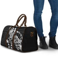 New Zealand Rugby Warrior Custom Travel Bag Black Fern Taniko Motif - Polynesian Pride