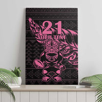 New Zealand Rugby Warrior Custom Canvas Wall Art Pink Fern Taniko Motif
