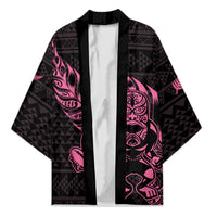 New Zealand Rugby Warrior Custom Kimono Pink Fern Taniko Motif - Polynesian Pride