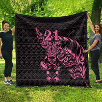 New Zealand Rugby Warrior Custom Quilt Pink Fern Taniko Motif