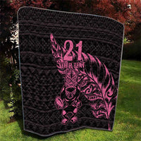 New Zealand Rugby Warrior Custom Quilt Pink Fern Taniko Motif