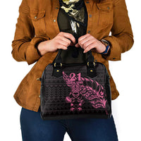 New Zealand Rugby Warrior Custom Shoulder Handbag Pink Fern Taniko Motif