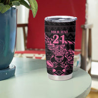 New Zealand Rugby Warrior Custom Tumbler Cup Pink Fern Taniko Motif