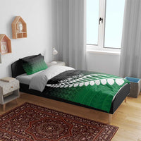 Green Silver Fern Spirit Taniko Tukutuku Personalised Bedding Set