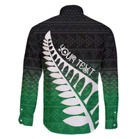 Green Silver Fern Spirit Taniko Tukutuku Personalised Family Matching Puletasi and Hawaiian Shirt