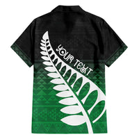 Green Silver Fern Spirit Taniko Tukutuku Personalised Family Matching Tank Maxi Dress and Hawaiian Shirt