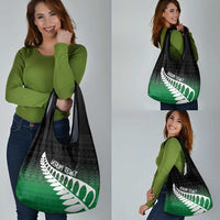 Green Silver Fern Spirit Taniko Tukutuku Personalised Grocery Bag