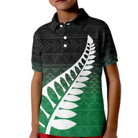Green Silver Fern Spirit Taniko Tukutuku Personalised Kid Polo Shirt
