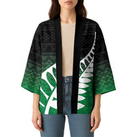 Green Silver Fern Spirit Taniko Tukutuku Personalised Kimono - Polynesian Pride