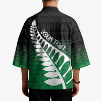 Green Silver Fern Spirit Taniko Tukutuku Personalised Kimono - Polynesian Pride