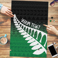 Green Silver Fern Spirit Taniko Tukutuku Personalised Puzzle - Polynesian Pride