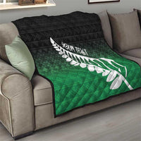 Green Silver Fern Spirit Taniko Tukutuku Personalised Quilt LT9 - Polynesian Pride