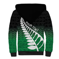 Green Silver Fern Spirit Taniko Tukutuku Personalised Sherpa Hoodie