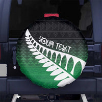 Green Silver Fern Spirit Taniko Tukutuku Personalised Spare Tire Cover LT9 No hole Green - Polynesian Pride