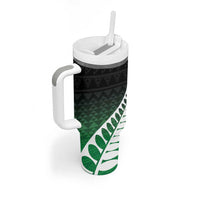 Green Silver Fern Spirit Taniko Tukutuku Personalised Tumbler With Handle