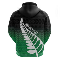 Green Silver Fern Spirit Taniko Tukutuku Personalised Zip Hoodie LT9 - Polynesian Pride