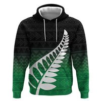 Green Silver Fern Spirit Taniko Tukutuku Personalised Zip Hoodie LT9 Pullover Hoodie Green - Polynesian Pride