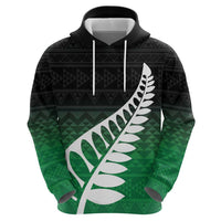 Green Silver Fern Spirit Taniko Tukutuku Personalised Zip Hoodie LT9 - Polynesian Pride