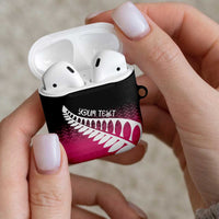 Pink Silver Fern Spirit Taniko Tukutuku Personalised AirPods Case LT9 - Polynesian Pride