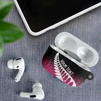 Pink Silver Fern Spirit Taniko Tukutuku Personalised AirPods Case LT9 - Polynesian Pride