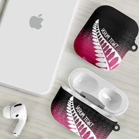 Pink Silver Fern Spirit Taniko Tukutuku Personalised AirPods Case LT9 - Polynesian Pride