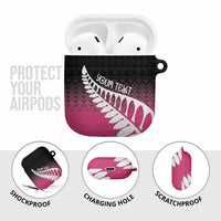 Pink Silver Fern Spirit Taniko Tukutuku Personalised AirPods Case LT9 - Polynesian Pride