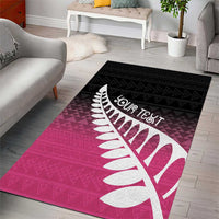 Pink Silver Fern Spirit Taniko Tukutuku Personalised Area Rug LT9 - Polynesian Pride