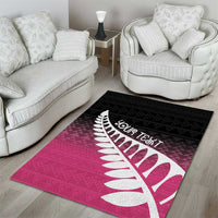 Pink Silver Fern Spirit Taniko Tukutuku Personalised Area Rug LT9 - Polynesian Pride