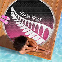 Pink Silver Fern Spirit Taniko Tukutuku Personalised Beach Blanket