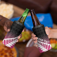 Pink Silver Fern Spirit Taniko Tukutuku Personalised 4 in 1 Can Cooler Tumbler