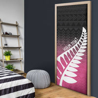 Pink Silver Fern Spirit Taniko Tukutuku Personalised Door Cover - Polynesian Pride
