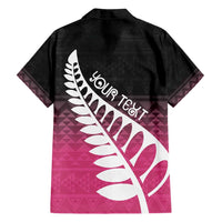 Pink Silver Fern Spirit Taniko Tukutuku Personalised Family Matching Off Shoulder Maxi Dress and Hawaiian Shirt