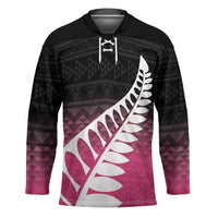 Pink Silver Fern Spirit Taniko Tukutuku Personalised Hockey Jersey - Polynesian Pride