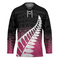 Pink Silver Fern Spirit Taniko Tukutuku Personalised Hockey Jersey LT9 Unisex Pink - Polynesian Pride