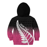 Pink Silver Fern Spirit Taniko Tukutuku Personalised Kid Hoodie