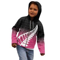 Pink Silver Fern Spirit Taniko Tukutuku Personalised Kid Hoodie