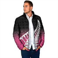 Pink Silver Fern Spirit Taniko Tukutuku Personalised Padded Jacket - Polynesian Pride