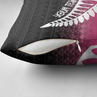 Pink Silver Fern Spirit Taniko Tukutuku Personalised Pillow Cover - Polynesian Pride